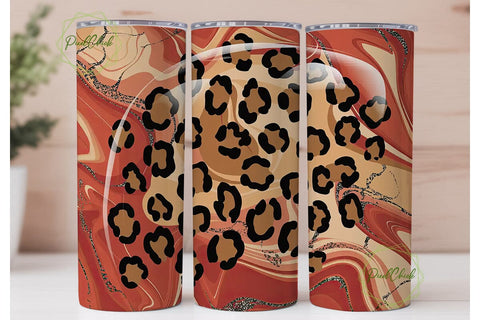 Red Leopard Marble 20oz Tumbler Wrap Sublimation PixelChick 
