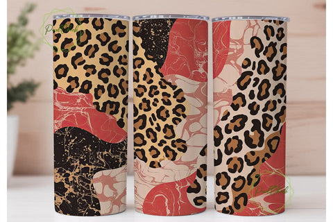 Red Leopard Marble 20oz Tumbler Wrap Sublimation PixelChick 