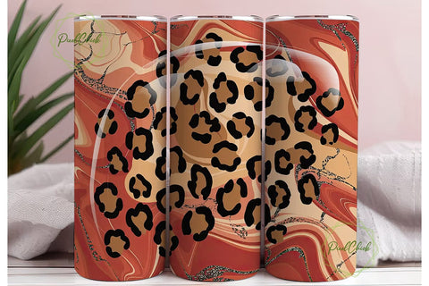 Red Leopard Marble 20oz Tumbler Wrap Sublimation PixelChick 