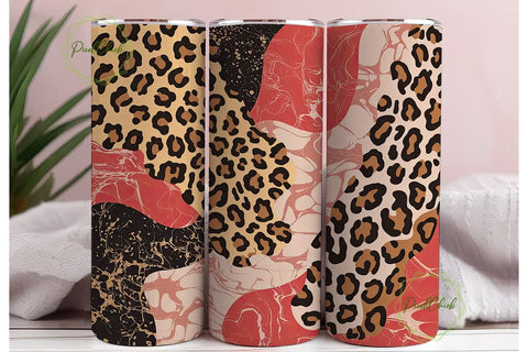 Red Leopard Marble 20oz Tumbler Wrap Sublimation PixelChick 
