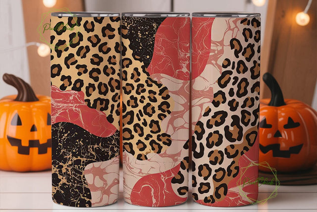 Red Leopard Marble 20oz Tumbler Wrap Sublimation PixelChick 