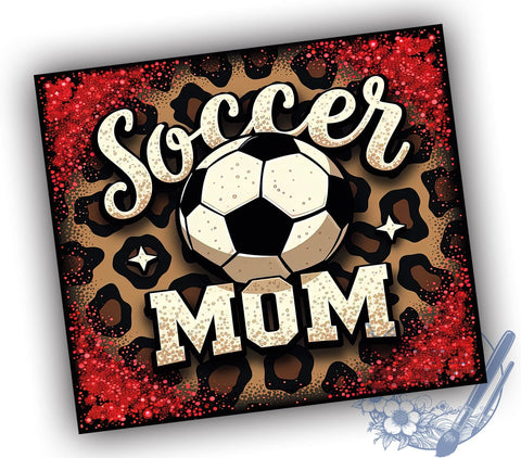 Red Leopard Soccer Mom Glitter Tumbler, Soccer Mom Tumbler Wrap, 20oz Sublimation Design, Glitter Tumbler, Red Leopard Tumbler, Sports Mom Gift, Athletic Drinkware Sublimation ToriDesigns 
