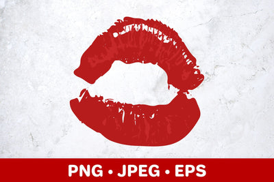Red lips print sublimation design. Distressed lipstick kiss Sublimation LaBelezoka 
