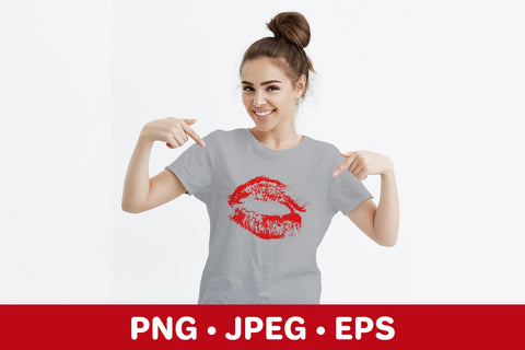 Red lips sublimation design. Lipstick kiss. Distressed lips Sublimation LaBelezoka 