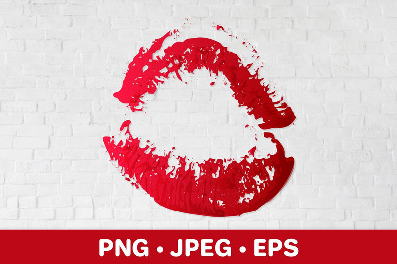 Red lipstick kiss sublimation design. Distressed lips print - So Fontsy
