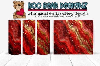 Red Marble Sublimation Tumbler design Sublimation Boo Bear Designz 
