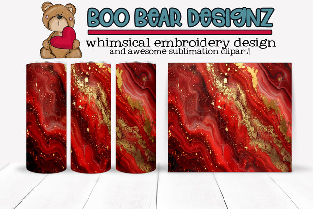 Red Marble Sublimation Tumbler design Sublimation Boo Bear Designz 