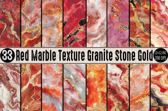 Red Marble Texture Granite Stone Gold Digital Pattern SVGArt 