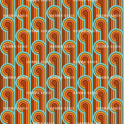 Red Orange And Blue Mid Century Seventies Style Pattern Digital Paper Digital Pattern Karma Genie Graphics 
