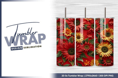 Red Orange Paper Flowers And Leaves Background Sublimation Regulrcrative 