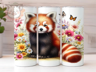 Red Panda 20oz Boho Floral Tumbler Wrap, Floral Animal Tumbler, Cute Panda Tumbler, 20oz Tumbler Design, Sublimation Tumbler Wrap, Wildlife Tumbler Wrap, Boho Red Panda Tumbler Sublimation Lara' s Designs 