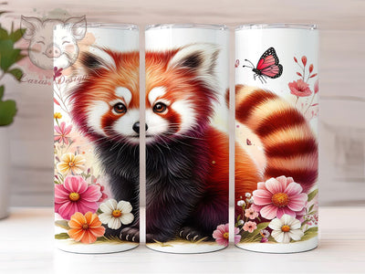 Red Panda 20oz Boho Floral Tumbler Wrap, Floral Animal Tumbler, Cute Panda Tumbler, 20oz Tumbler Design, Sublimation Tumbler Wrap, Wildlife Tumbler Wrap, Boho Red Panda Tumbler Sublimation Lara' s Designs 