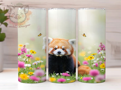 Red Panda 20oz Boho Floral Tumbler Wrap, Floral Animal Tumbler, Cute Panda Tumbler, 20oz Tumbler Design, Sublimation Tumbler Wrap, Wildlife Tumbler Wrap, Boho Red Panda Tumbler Sublimation Lara' s Designs 