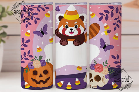 Red Panda Halloween 20oz Tumbler Wrap Sublimation sassyprint 