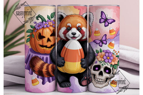 Red Panda Halloween 20oz Tumbler Wrap Sublimation sassyprint 