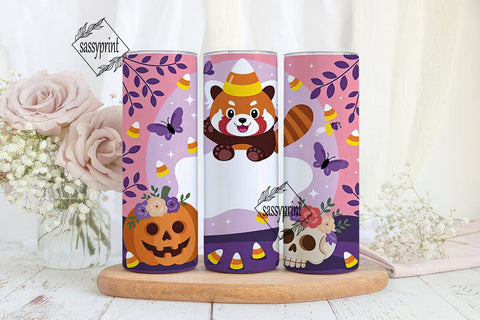 Red Panda Halloween 20oz Tumbler Wrap Sublimation sassyprint 