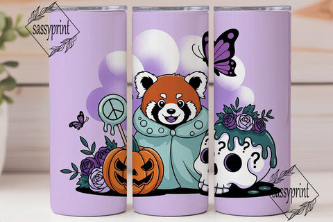 Red Panda Halloween 20oz Tumbler Wrap Sublimation sassyprint 