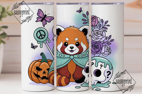 Red Panda Halloween 20oz Tumbler Wrap Sublimation sassyprint 