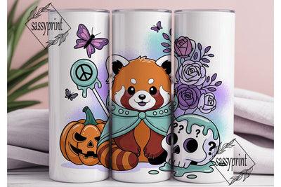 Red Panda Halloween 20oz Tumbler Wrap Sublimation sassyprint 