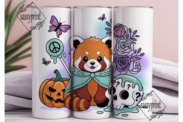 Red Panda Halloween 20oz Tumbler Wrap Sublimation sassyprint 
