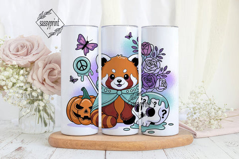 Red Panda Halloween 20oz Tumbler Wrap Sublimation sassyprint 