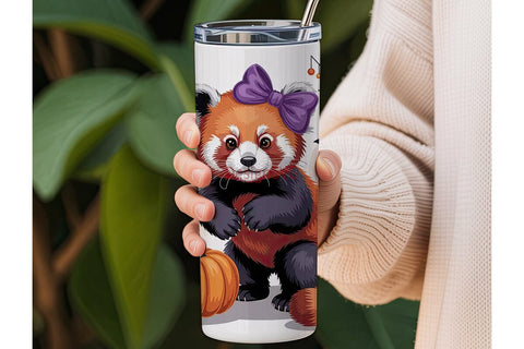 Red Panda Halloween Tumbler Wrap Sublimation DesignSVG 