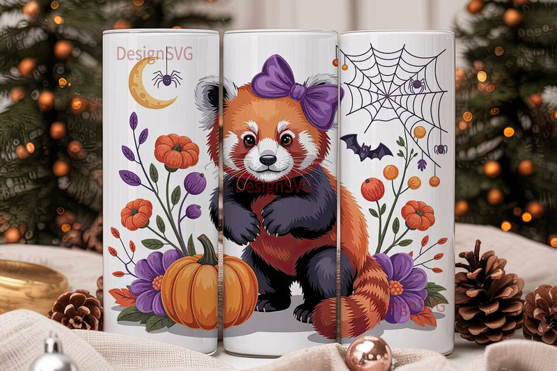 Red Panda Halloween Tumbler Wrap Sublimation DesignSVG 