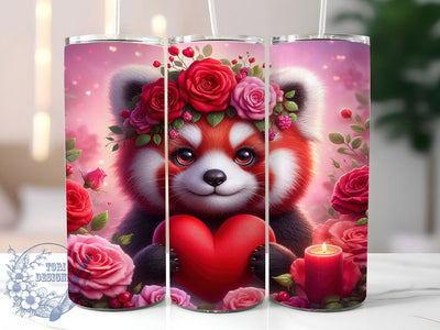 Red Panda Love Heart Tumbler, Holding Heart Wrap, 20oz Tumbler Wrap, Sublimation Design, Animal Lover Gift, Adorable Panda Valentine, Love Heart Tumbler Sublimation ToriDesigns 