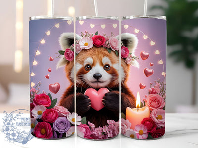 Red Panda Love Heart Tumbler, Holding Heart Wrap, 20oz Tumbler Wrap, Sublimation Design, Animal Lover Gift, Adorable Panda Valentine, Love Heart Tumbler Sublimation ToriDesigns 