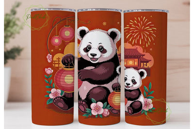 Red Panda New Year 20oz Tumbler Wrap Sublimation PixelChick 