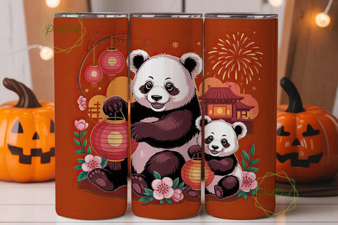 Red Panda New Year 20oz Tumbler Wrap Sublimation PixelChick 