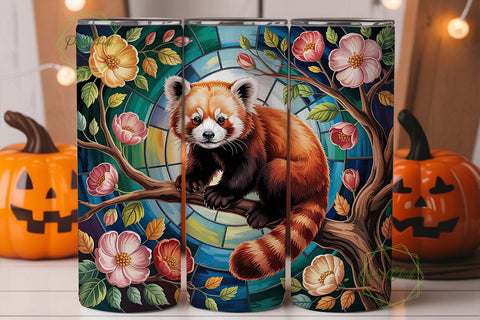 Red Panda Stained Glass 20oz Tumbler Sublimation PixelChick 