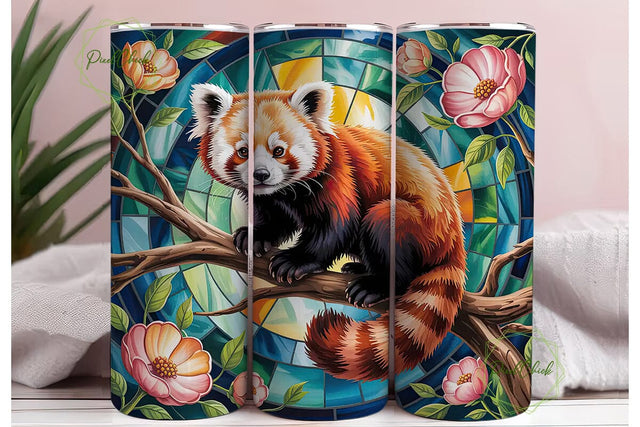 Red Panda Stained Glass 20oz Tumbler Sublimation PixelChick 