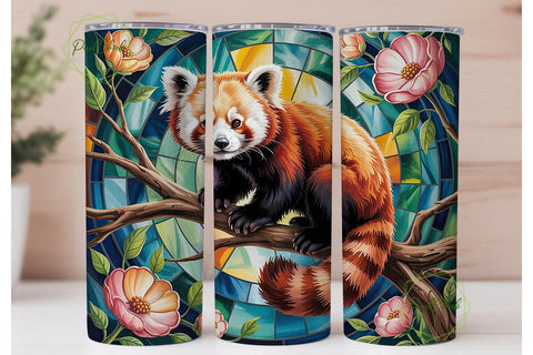Red Panda Stained Glass 20oz Tumbler Sublimation PixelChick 