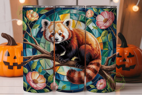 Red Panda Stained Glass 20oz Tumbler Sublimation PixelChick 