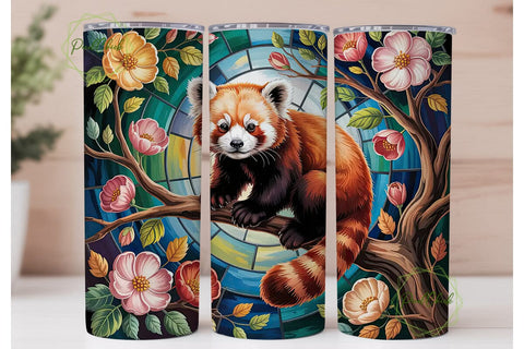 Red Panda Stained Glass 20oz Tumbler Sublimation PixelChick 