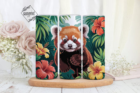 Red Panda Tropical 20oz Tumbler Wrap Sublimation sassyprint 