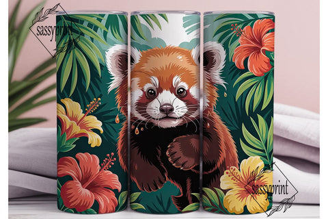 Red Panda Tropical 20oz Tumbler Wrap Sublimation sassyprint 