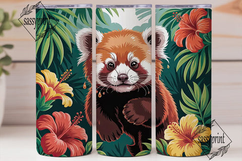 Red Panda Tropical 20oz Tumbler Wrap Sublimation sassyprint 