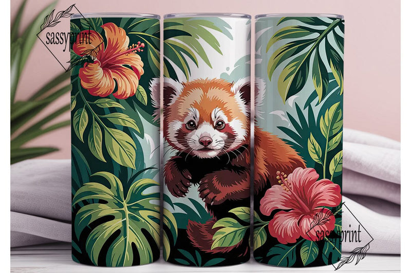 Red Panda Tropical 20oz Tumbler Wrap Sublimation sassyprint 