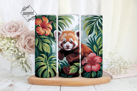 Red Panda Tropical 20oz Tumbler Wrap Sublimation sassyprint 