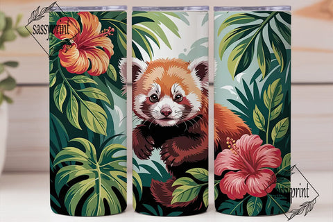 Red Panda Tropical 20oz Tumbler Wrap Sublimation sassyprint 
