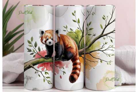 Red Panda Watercolor 20oz Tumbler Design Sublimation PixelChick 
