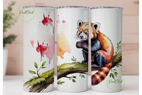 Red Panda Watercolor 20oz Tumbler Design Sublimation PixelChick 