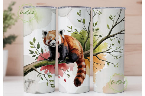 Red Panda Watercolor 20oz Tumbler Design Sublimation PixelChick 