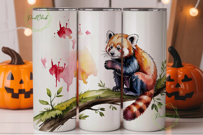 Red Panda Watercolor 20oz Tumbler Design Sublimation PixelChick 