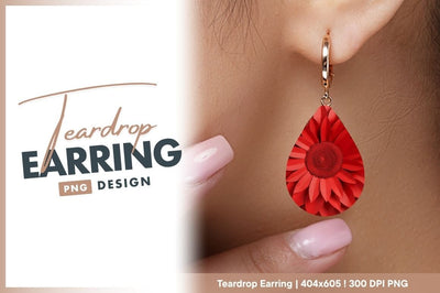 Red Paper Flower Teardrop Shape Png Sublimation Regulrcrative 