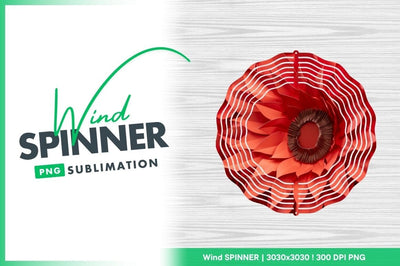 Red Paper Flower Wind Spinner Round Png Sublimation Regulrcrative 