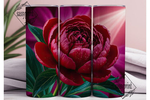 Red Peony 20oz Tumbler Wrap Sublimation sassyprint 