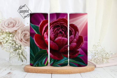 Red Peony 20oz Tumbler Wrap Sublimation sassyprint 